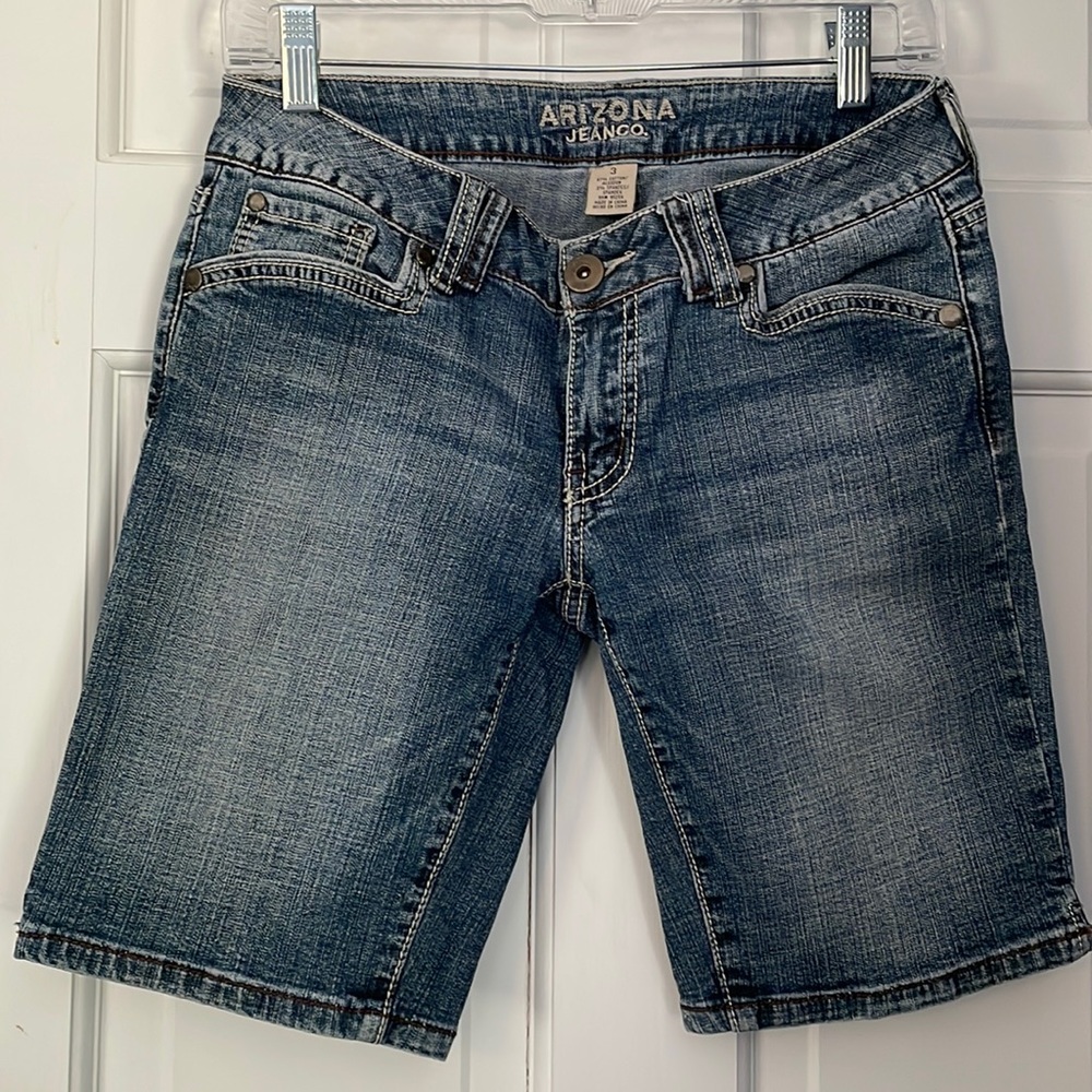 Medium wash jean shorts